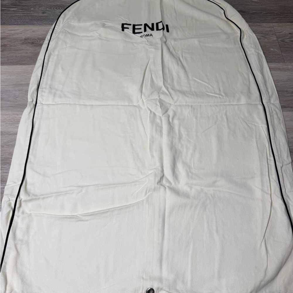 Fendi Cream Garment Cover with Black Trim